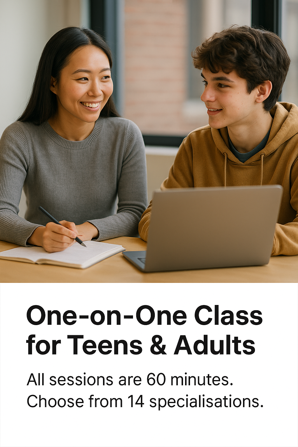 Teacher and adult student painting together
