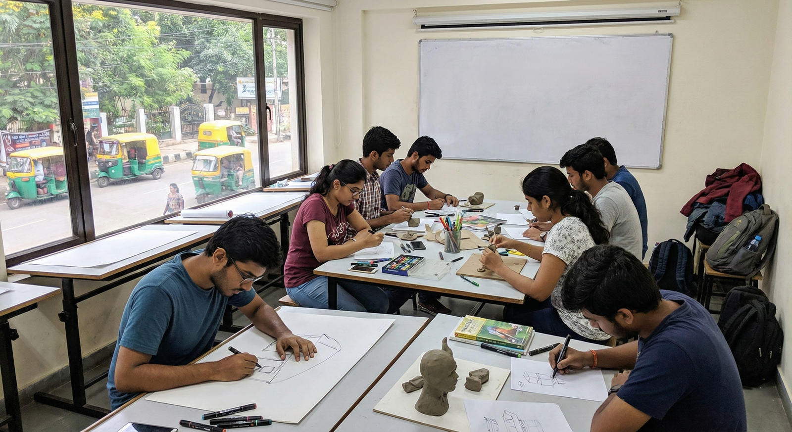 Adults learning art at Konsult Creative