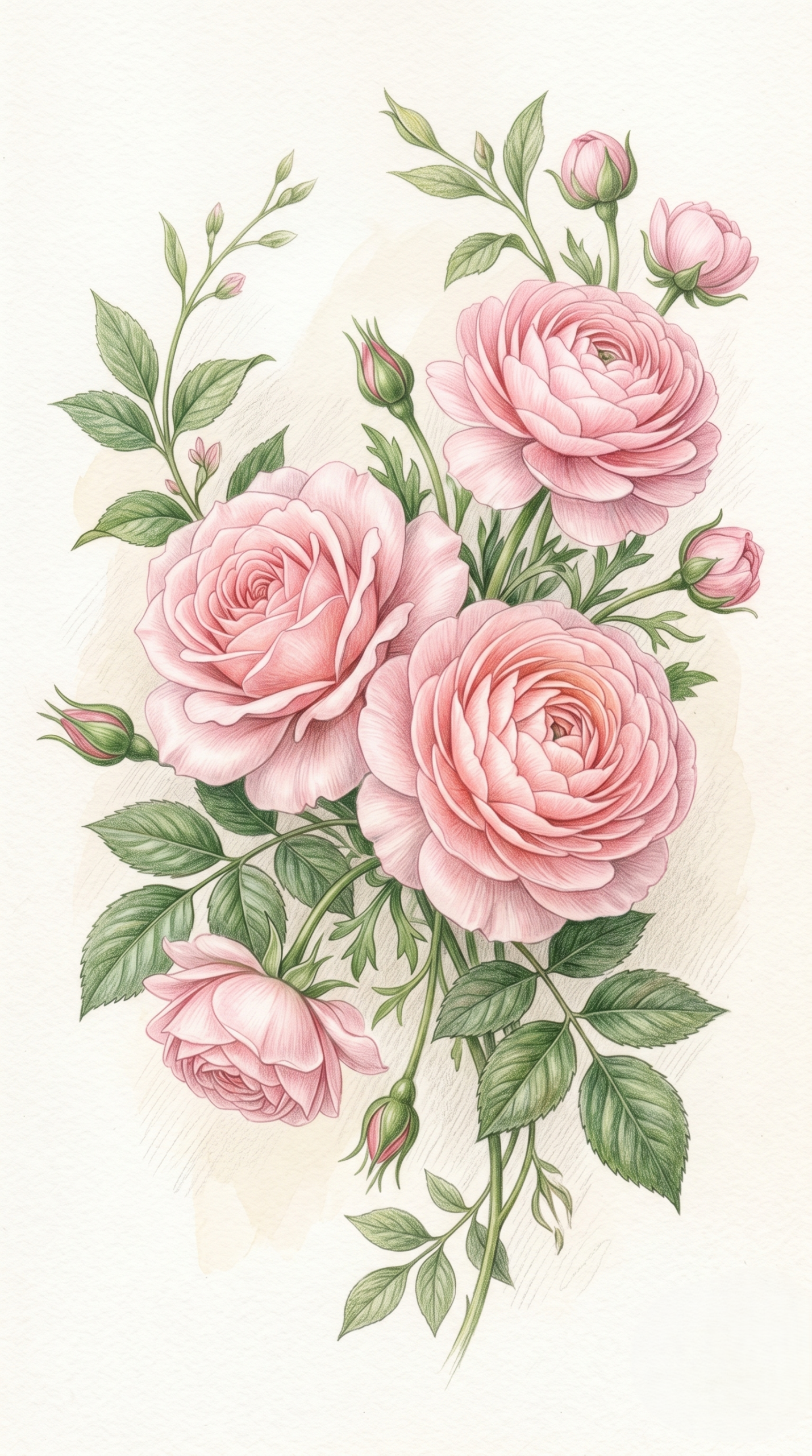 Soft floral composition sketch by a student