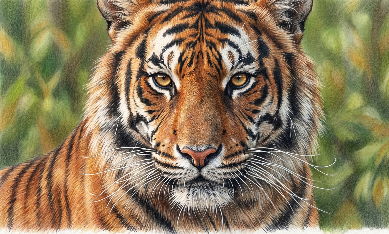 Detailed graphite portrait sketch of a tiger